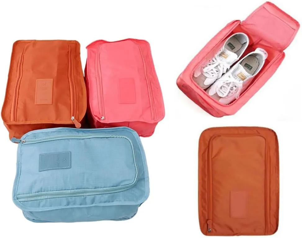 4 Pack Portable Travel Shoe Bags Foldable Waterproof Shoe Pouches Organizer Double Layer Travel Shoes Storage Organizer for Women Men