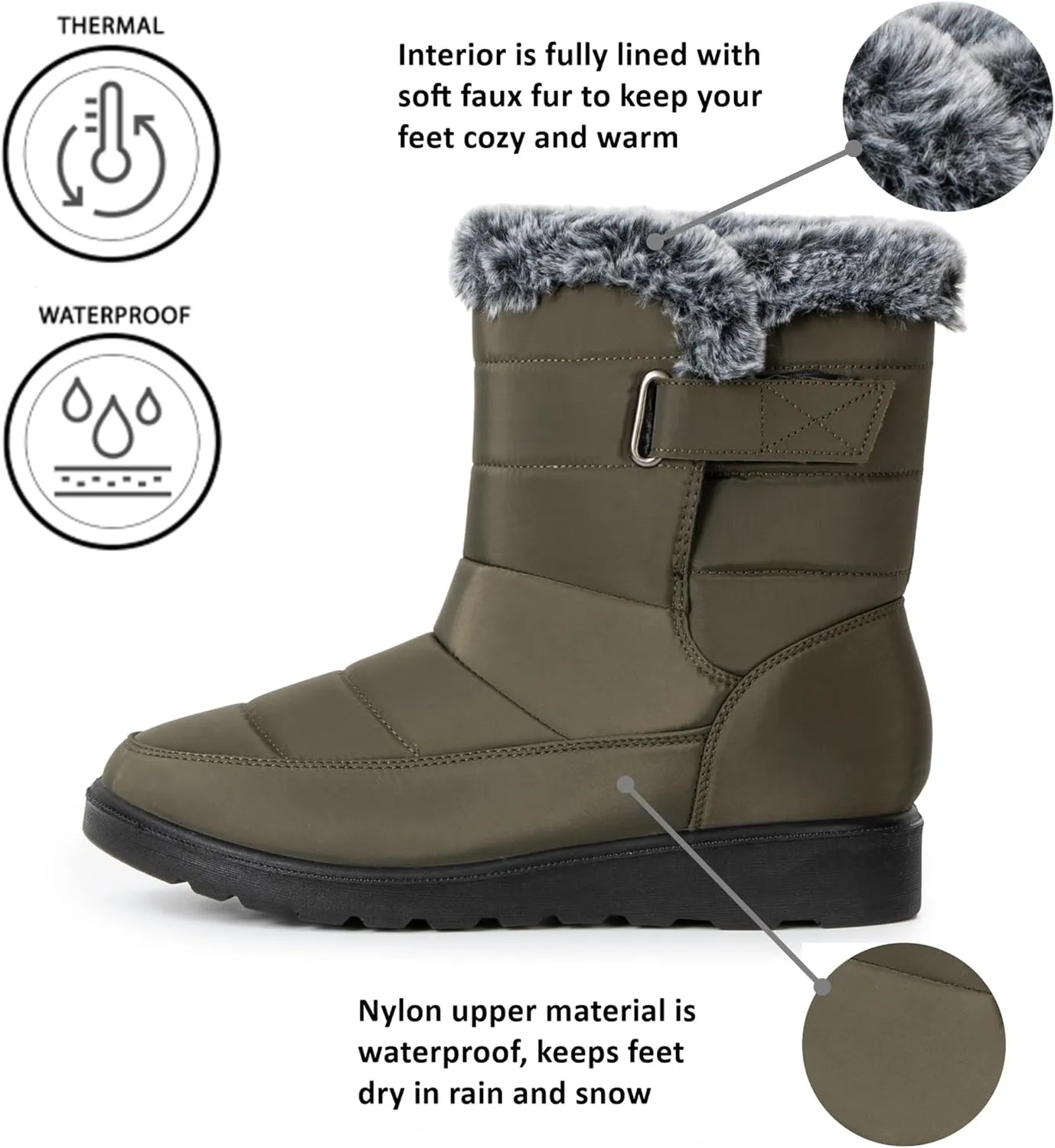 Alpine Swiss Lexie Womens Snow Boots Waterproof Faux Fur Warm Winter Comfortable Booties