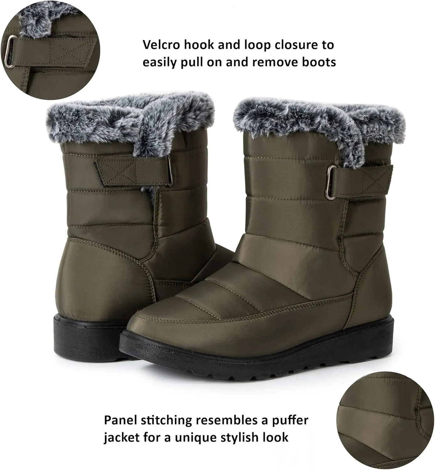 Alpine Swiss Lexie Womens Snow Boots Waterproof Faux Fur Warm Winter Comfortable Booties