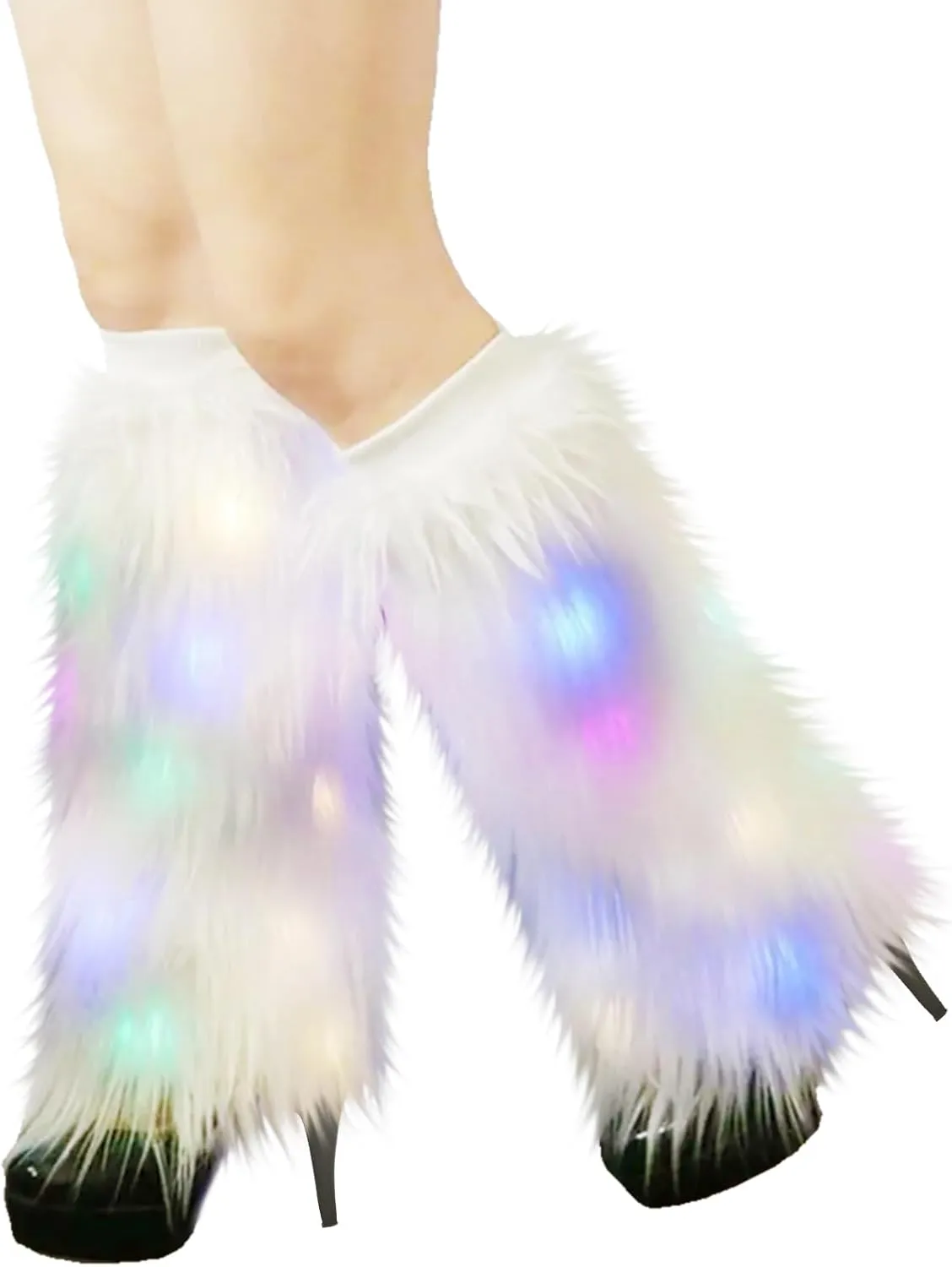 Barelove Women's Faux Fur Leg Warmers, Plush Soft Furry Fluffy Winter Long Boot Cuff Wrist Covers Boots Sleeves