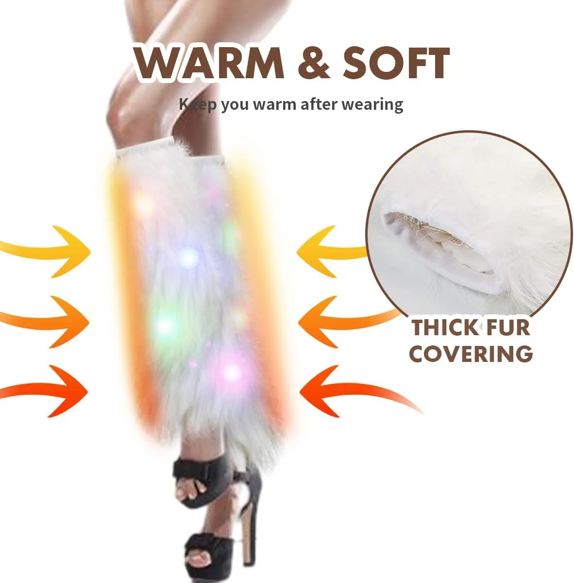 Barelove Women's Faux Fur Leg Warmers, Plush Soft Furry Fluffy Winter Long Boot Cuff Wrist Covers Boots Sleeves