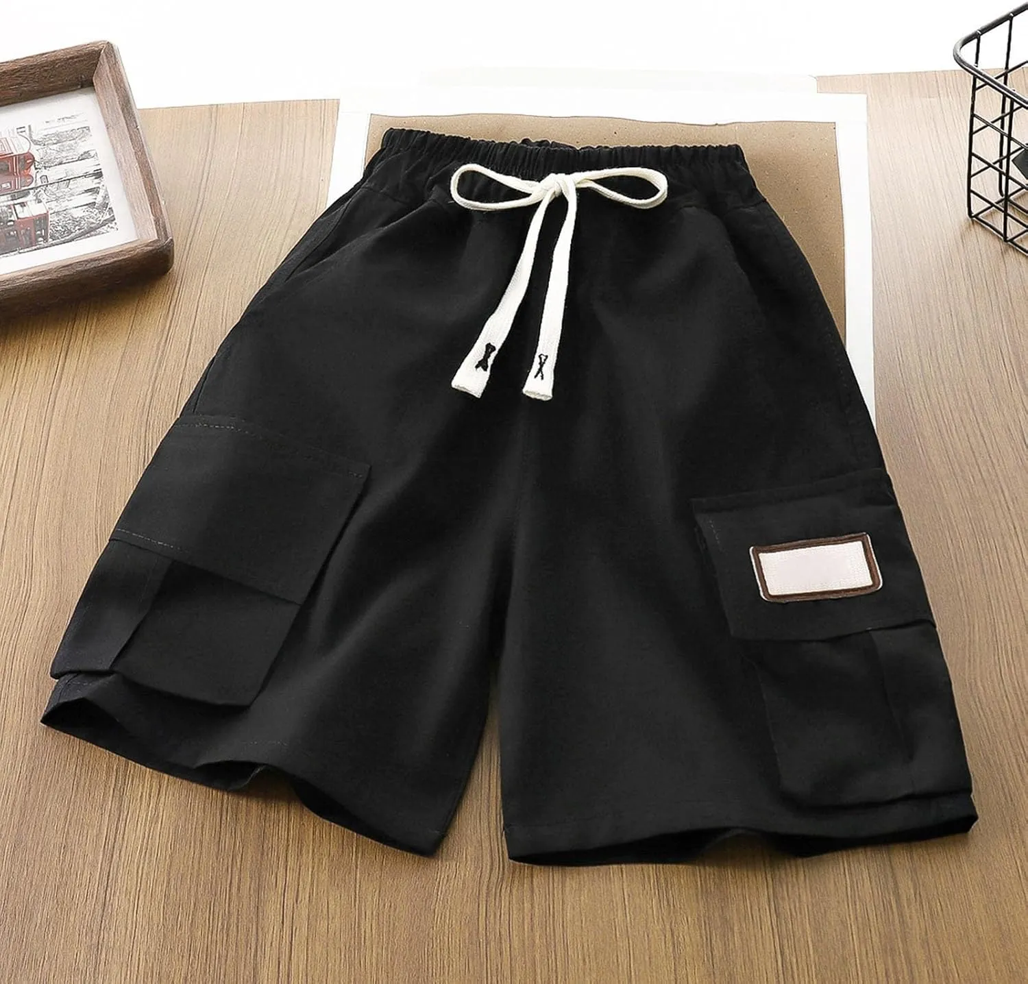 Boys Cargo Shorts Kids Soft Drawstring Quick Dry Running Gym Hiking Shorts Daily Casual Elastic Waist Athletic Jogger