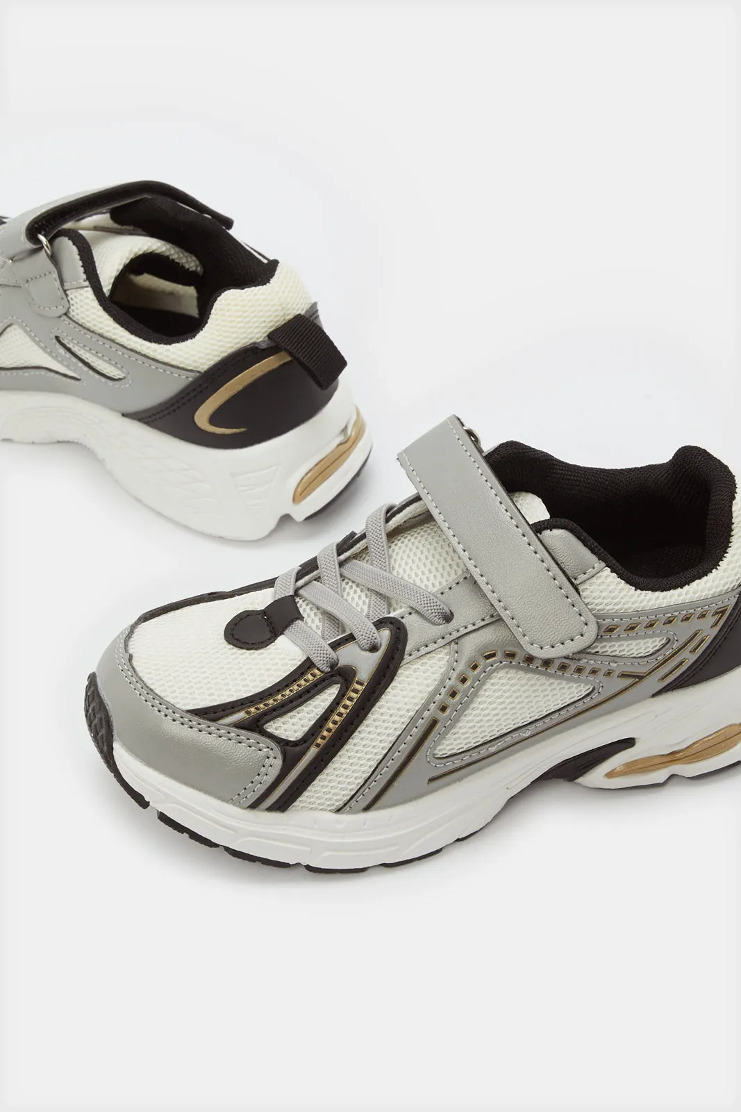 Boys Grey Overlayed Trainers
