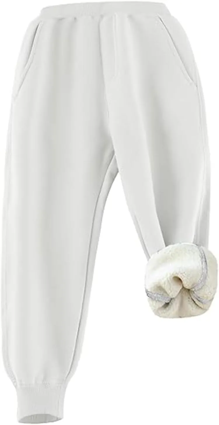 Gihuo Unisex Boys Girls Winter Warm Sherpa Lined Sweatpants Jogger