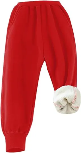 Gihuo Unisex Boys Girls Winter Warm Sherpa Lined Sweatpants Jogger