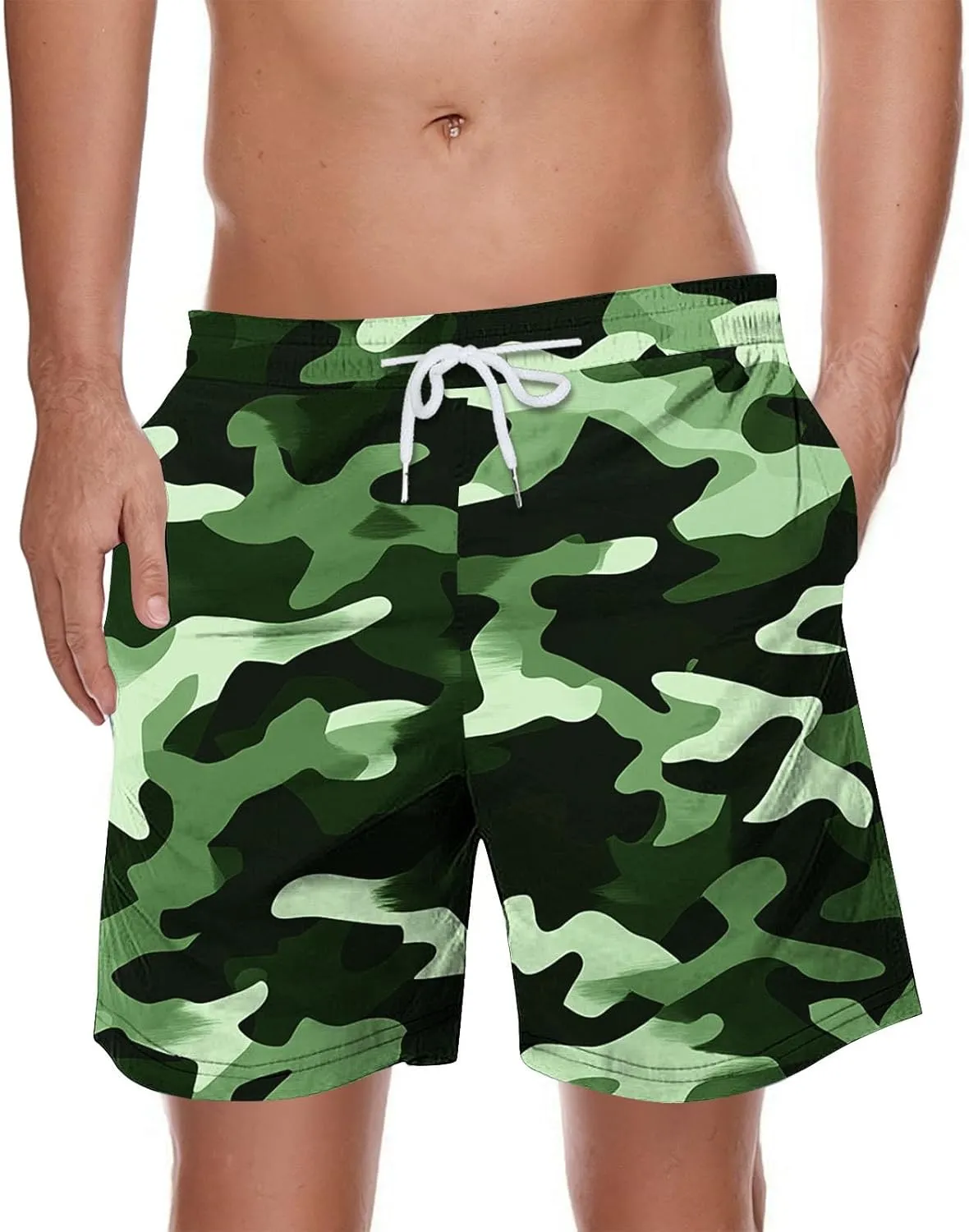 Men's Swim Trunks Summer Quick Dry Swimming Board Shorts Breathable Fit Hawaii Beach Sports Short with Pockets