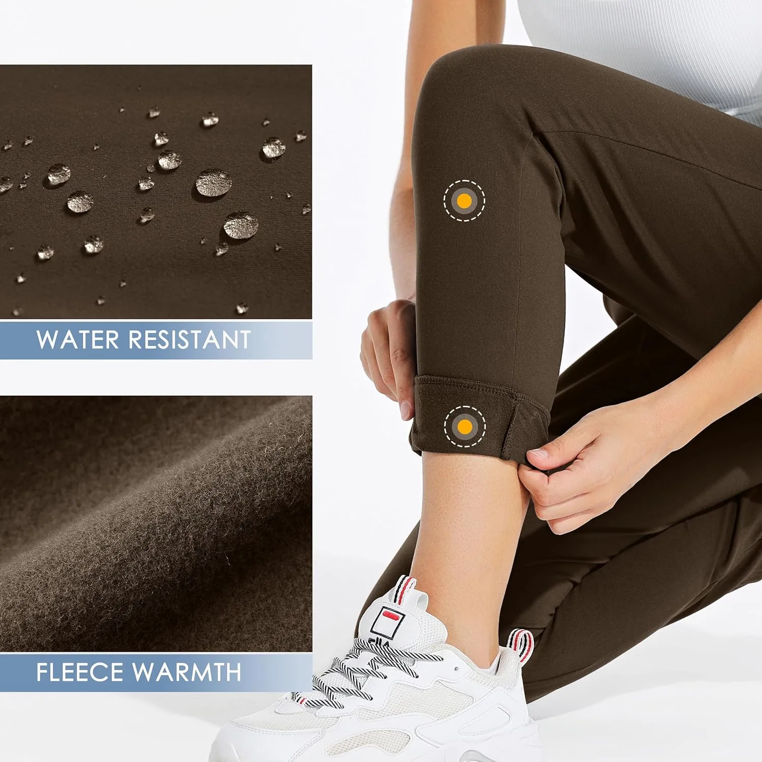 Willit Women's Fleece Lined Joggers Warm Pants Running Thermal Sweatpants Winter Athletic Hiking Water Resistant with Pockets