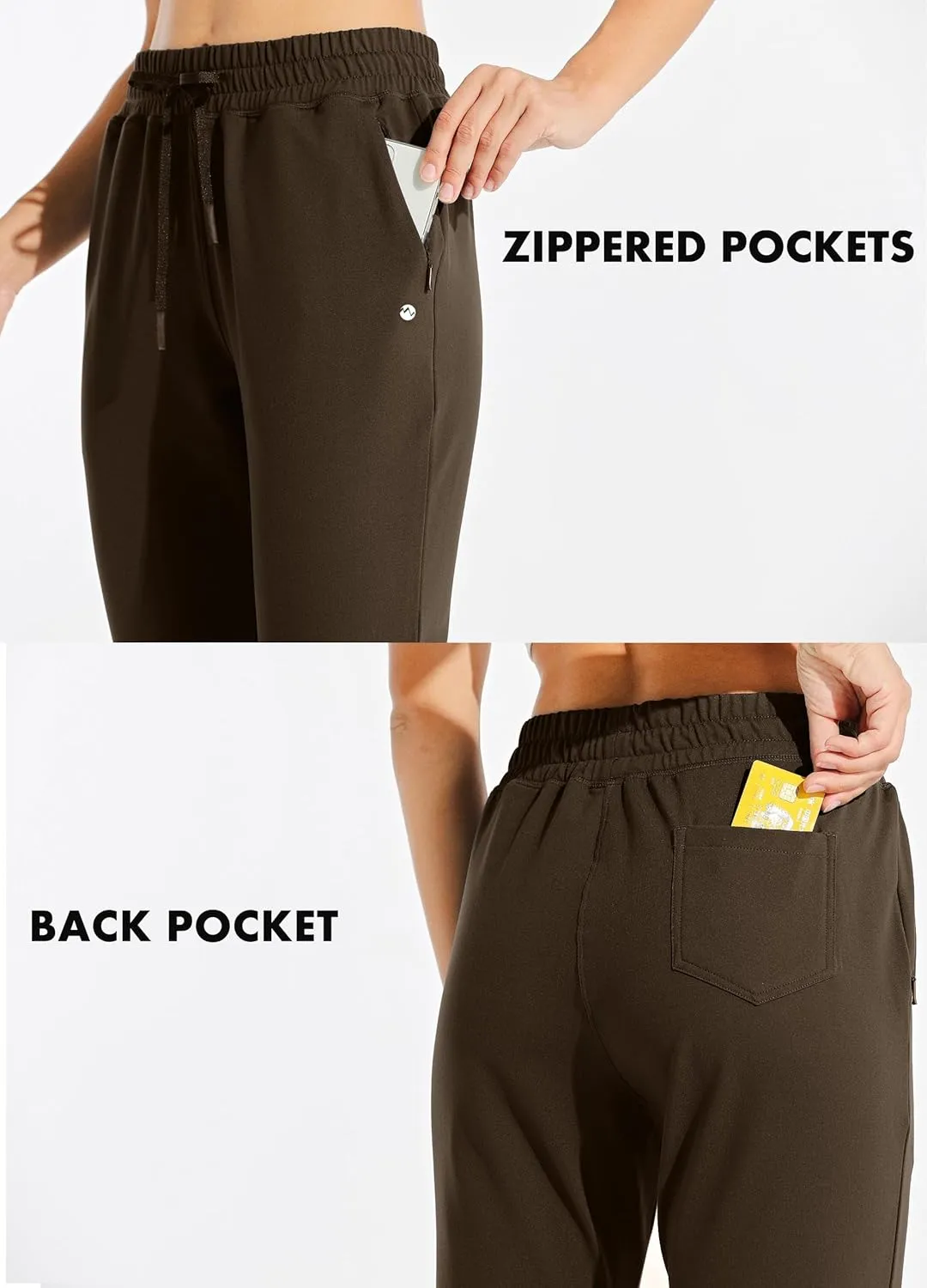 Willit Women's Fleece Lined Joggers Warm Pants Running Thermal Sweatpants Winter Athletic Hiking Water Resistant with Pockets