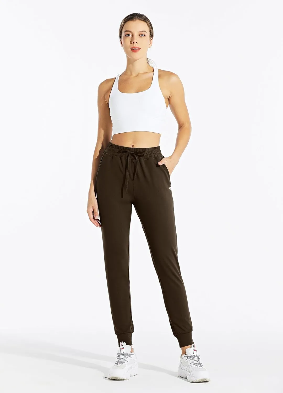 Willit Women's Fleece Lined Joggers Warm Pants Running Thermal Sweatpants Winter Athletic Hiking Water Resistant with Pockets