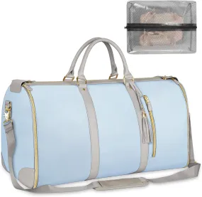 Ytonet Garment Duffle Bags for Travel, Convertible Travel Garment Bag with Shoulder Strap, Large Carry on Garment Bag Weekender Bag for Women with Shoe Pouch, 2 in 1 Hanging Suitcase Travel Bags, Blue